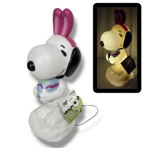 Snoopy Peanuts Easter Egg Lighted Blow Mold Decor Bunny Ears 14" Dog Comic